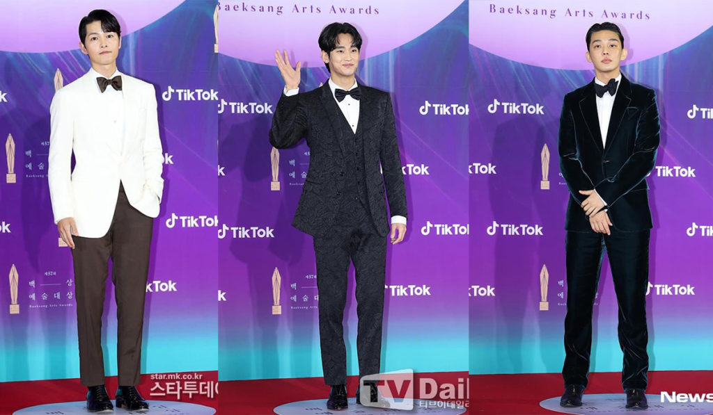 Song Joong Ki, Kim Soo Hyun và Yoo Ah In tại Lễ trao giải Baeksang 2021