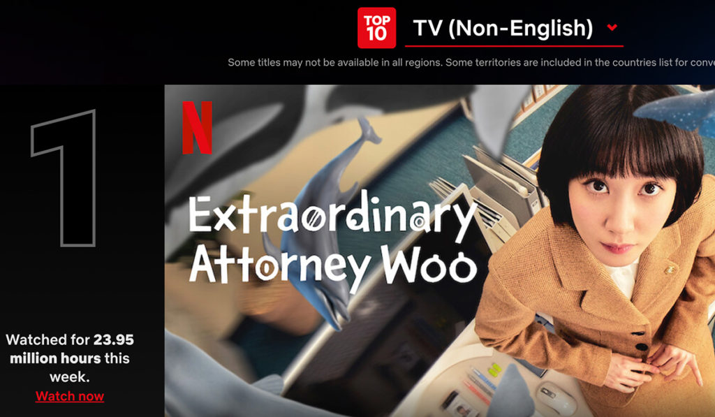 Nữ Luật Sư Kỳ Lạ Woo Young Woo xếp hạng #1 tại bảng xếp hạng Top 10 toàn cầu Netflix